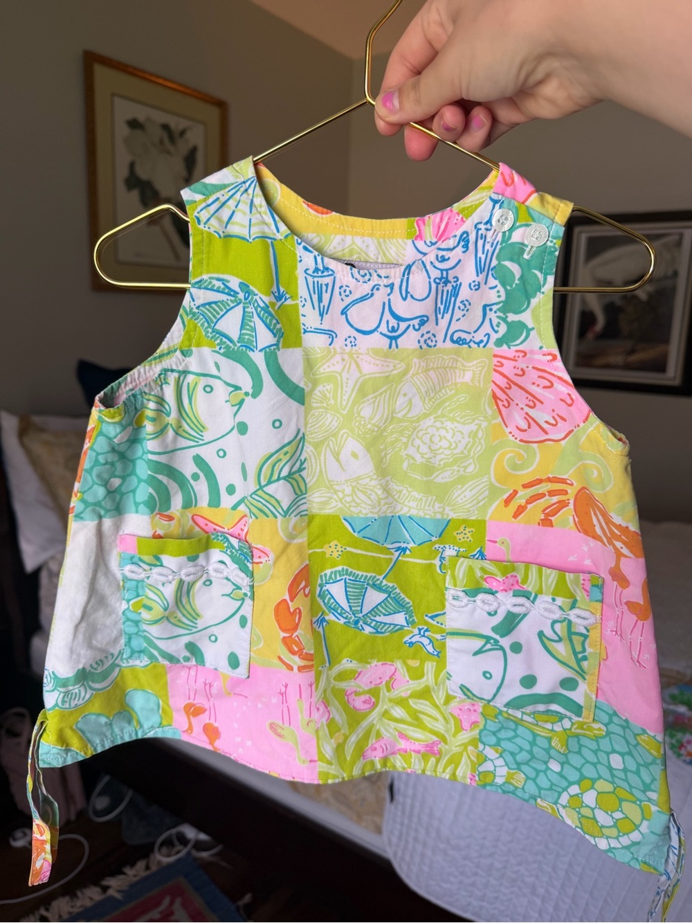 Lilly Pulitzer Girls Patchwork Sundress in Pink, Green, Yellow, Blue